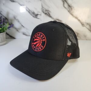 Toronto Raptors Black & Red Mesh Back Trucker Hat